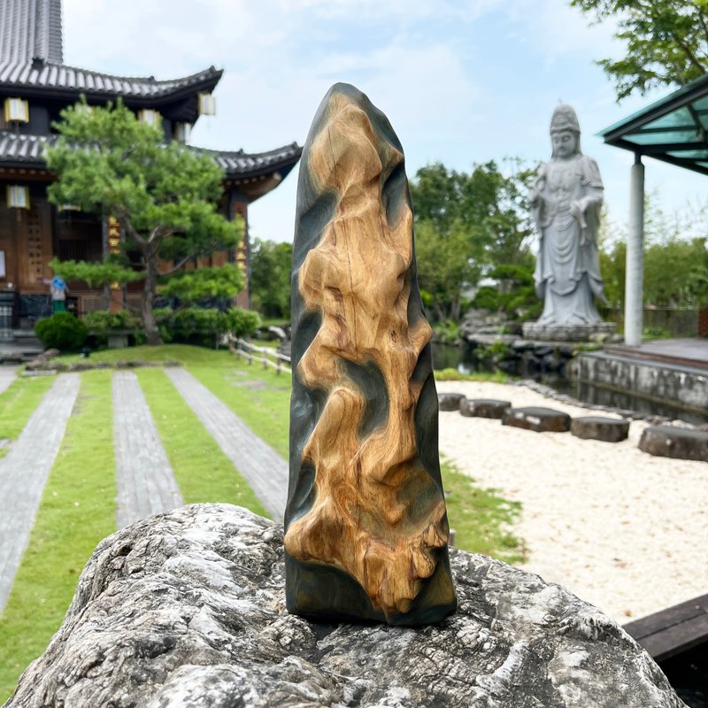 心山系列　原菩　绿檀摆件 山形艺品家饰摆件小枯山水 Palo Santo - 摆饰 - 木头 绿色