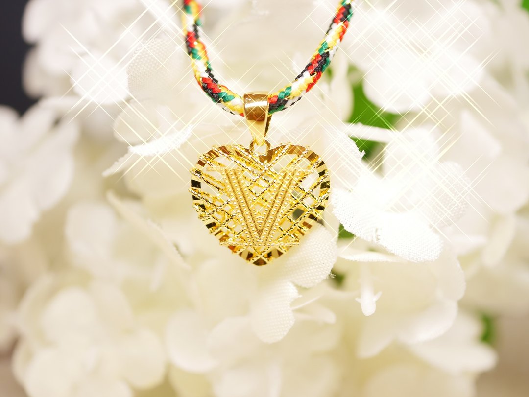 黄金坠子-爱心V坠子-5G工艺纯金坠子 - 项链 - 24k 金 金色