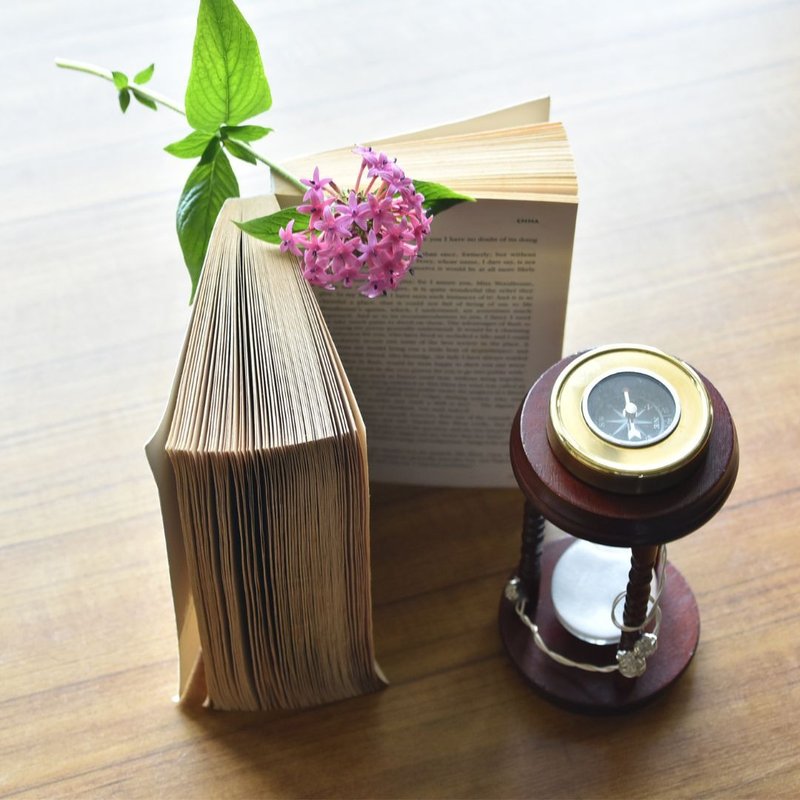 复古玫瑰指引沙漏03 纯银 指北针 925银 - 摆饰 - 纯银 咖啡色