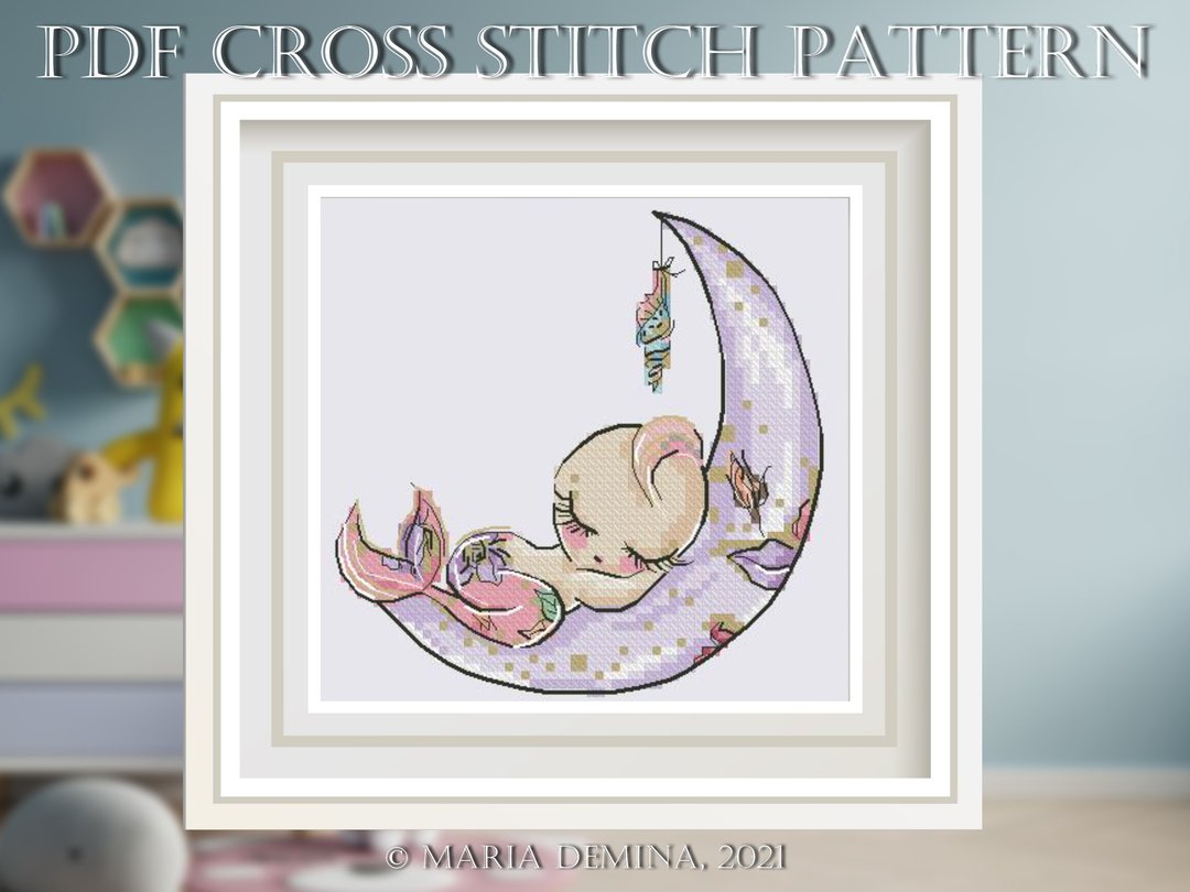 Baby Mermaid Girl PDF cross stitch pattern - 手工艺教程/工具书 - 其他材质 