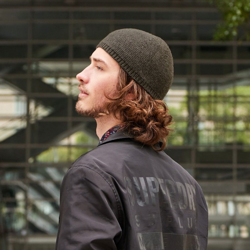 羊毛库法骷髅帽，男士合身帽子，紧身无檐小便帽，适合大头的弹性帽子 - 帽子 - 羊毛 金色