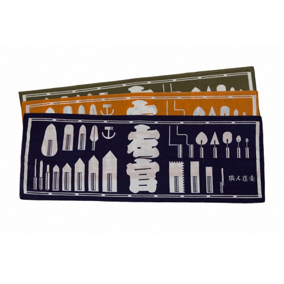 日本职人道乐 纯棉左官手拭巾 深蓝色/茶绿色/山吹色(铭黄色) - 手帕/方巾 - 棉 蓝色