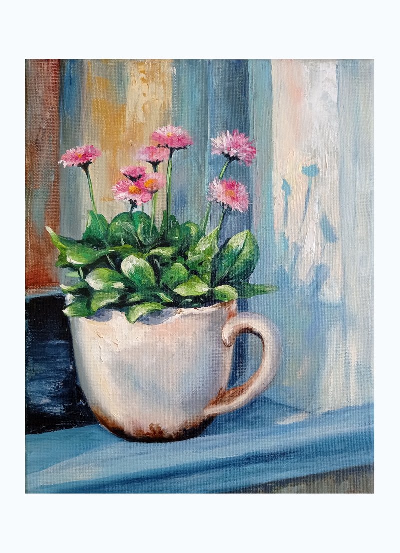 花画  花卉植物 挂画  原画  手绘  雏菊  手工绘画  漂亮的 - 海报/装饰画/版画 - 其他材质 多色