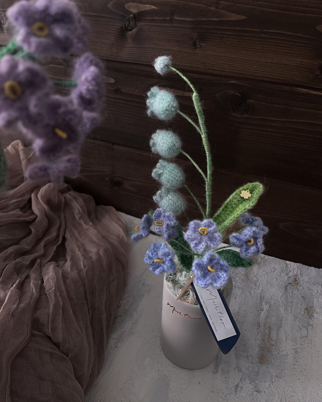 Mustflor-马海毛铃兰盆花-手工针织花 - 干燥花/捧花 - 棉．麻 紫色