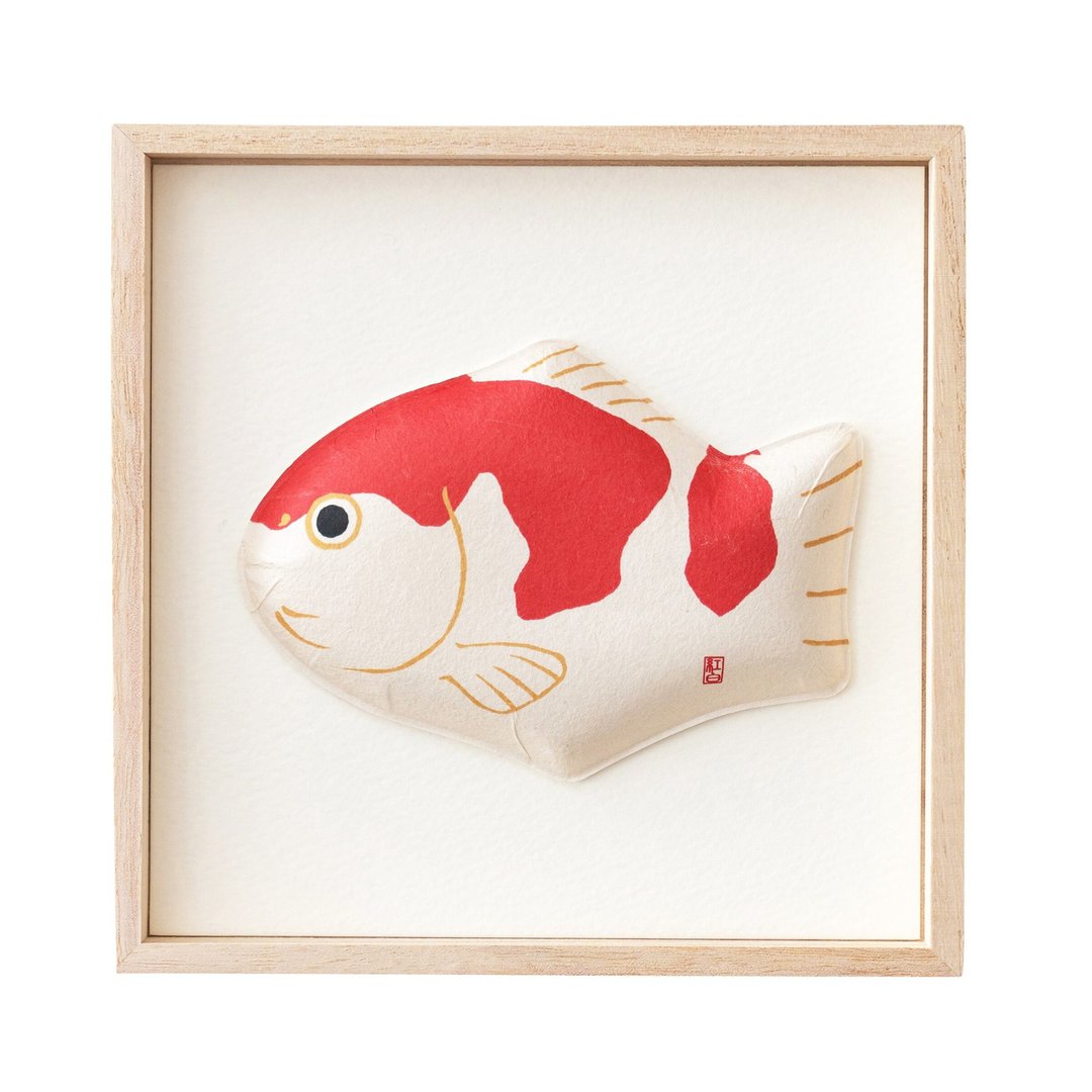 Washi Wall Decoration - Fukura, 1 type of Nishikigoi (Red and White) - 墙贴/壁贴 - 纸 