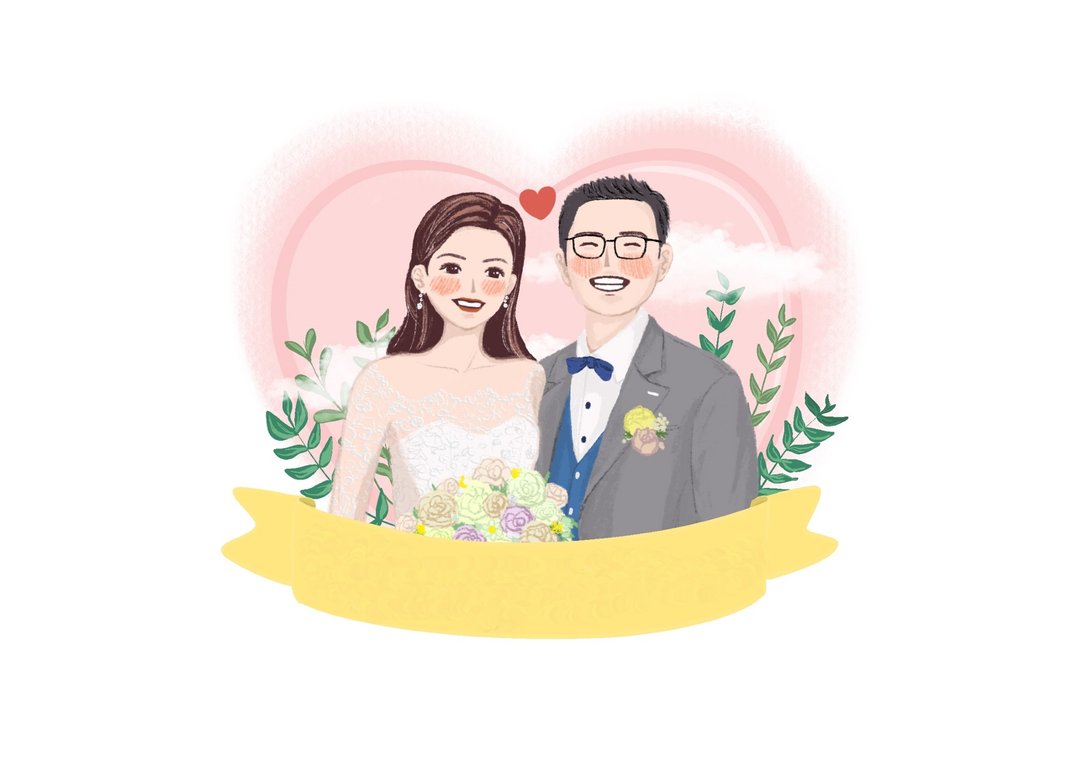温暖木颜色风人像画 插画 似颜绘 定制化 全家福 情侣 礼物 彩色 - 电子手绘真人画像/绘画/插画 - 其他材质 