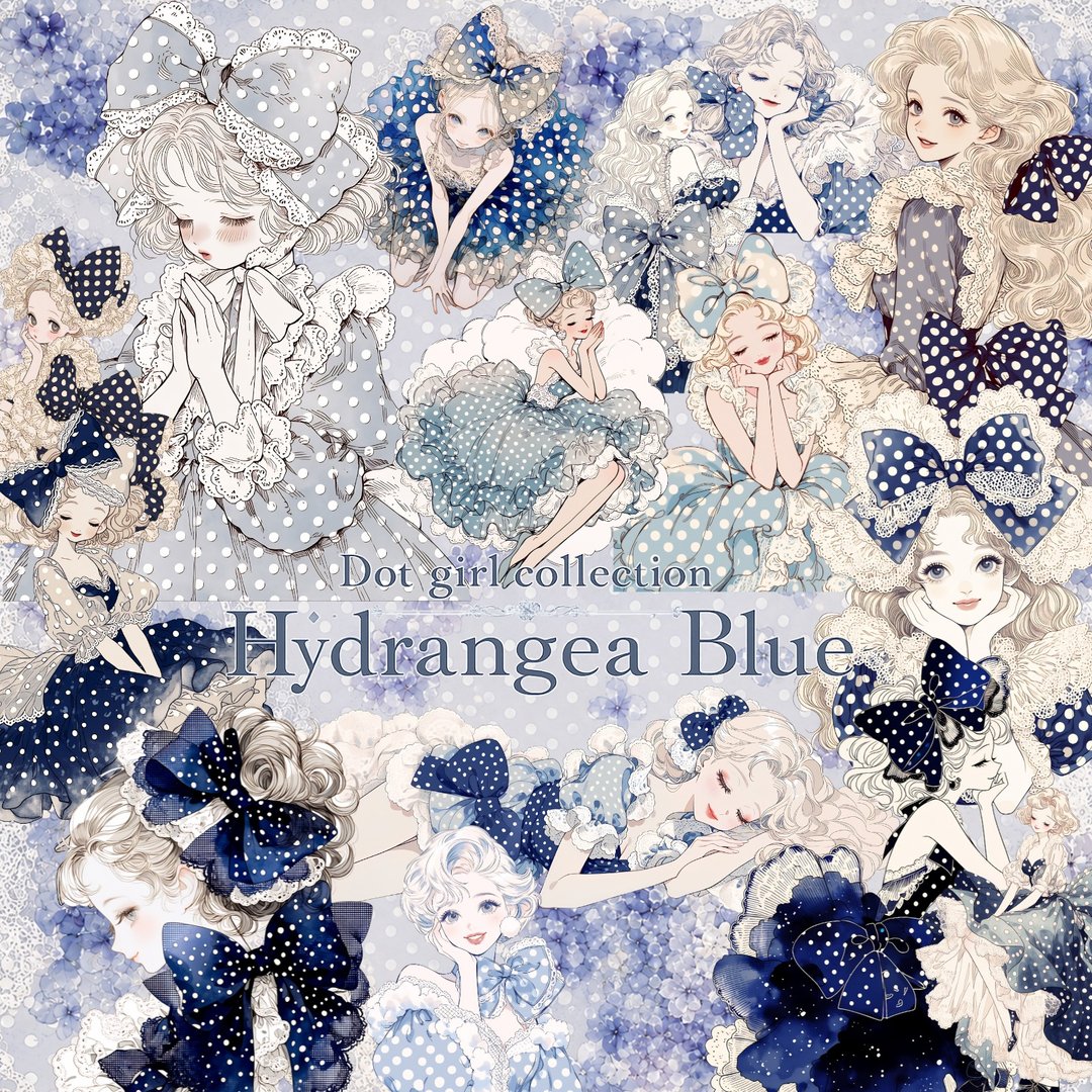 DOT GIRL COLLECTION・Hydrangea Blue 15 款人物 - 贴纸 - 纸 