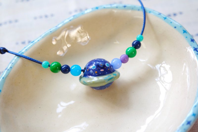 深蓝色 球体 月球月亮星球 陶瓷 项链 [限量品] - 颈链 - 陶 蓝色