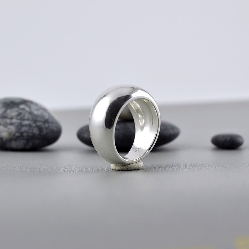 大肚宽版戒指 925纯银 - 戒指 - 纯银 银色