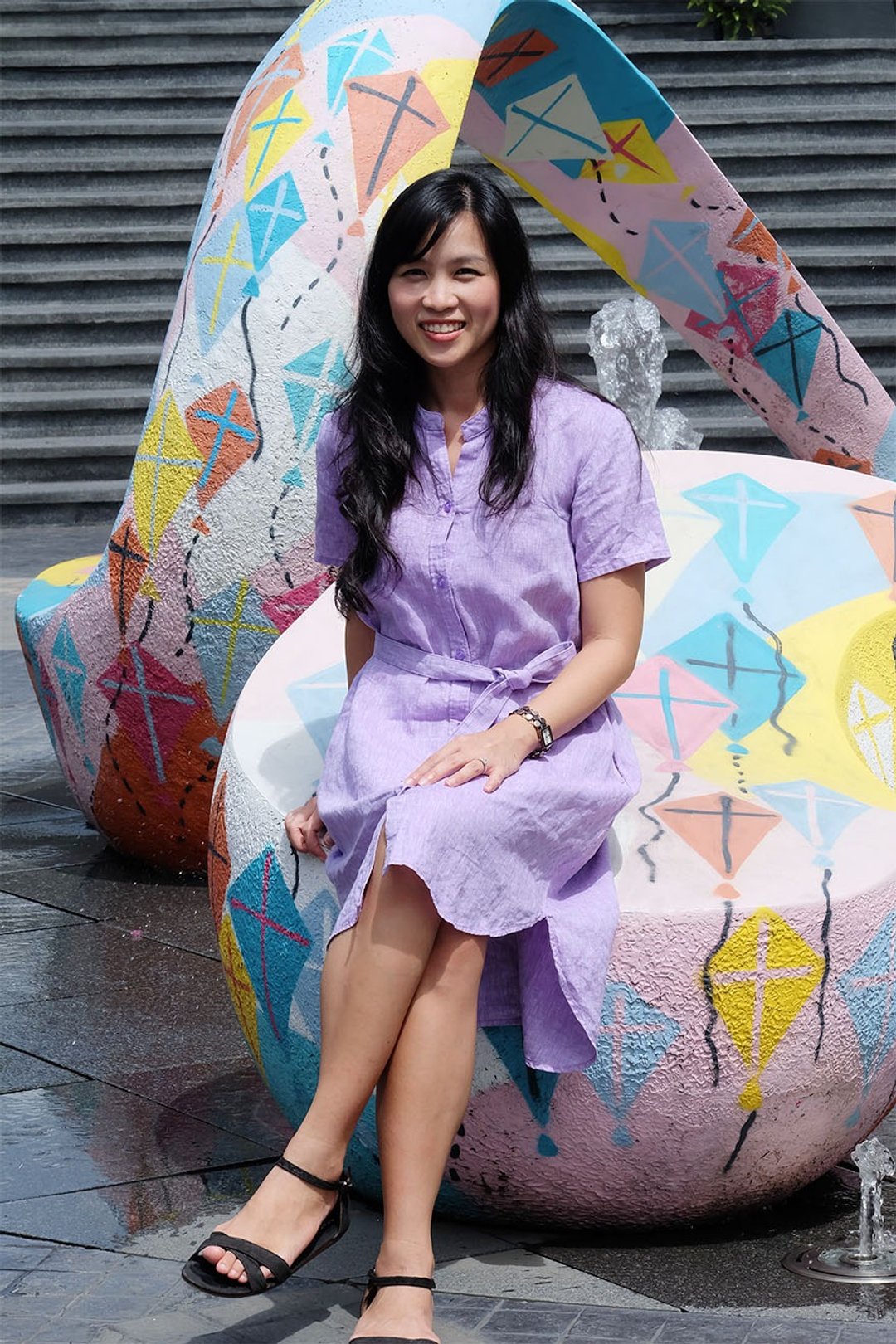 Teresa shirt dress (purple) - 洋装/连衣裙 - 亚麻 紫色