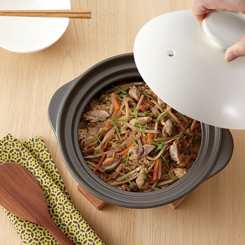 MIYAWO日本宫尾 直火系列双盖炊饭陶锅/炖锅5L - 锅具/烤盘 - 其他材质 黑色