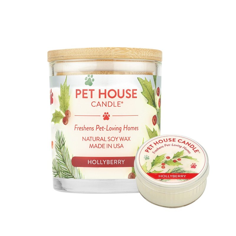 【美国PET HOUSE】室内除臭宠物香氛蜡烛-冬青浆果 - 蜡烛/烛台 - 玻璃 