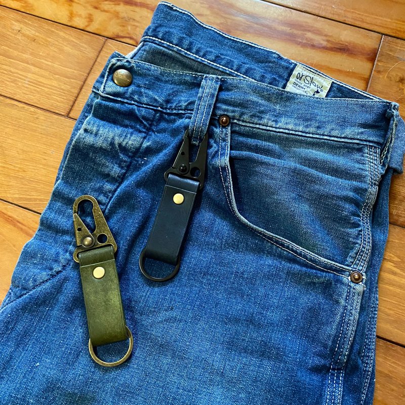 【belate&life皮革手作】磨砂皮登山扣钥匙圈 - 钥匙链/钥匙包 - 真皮 蓝色