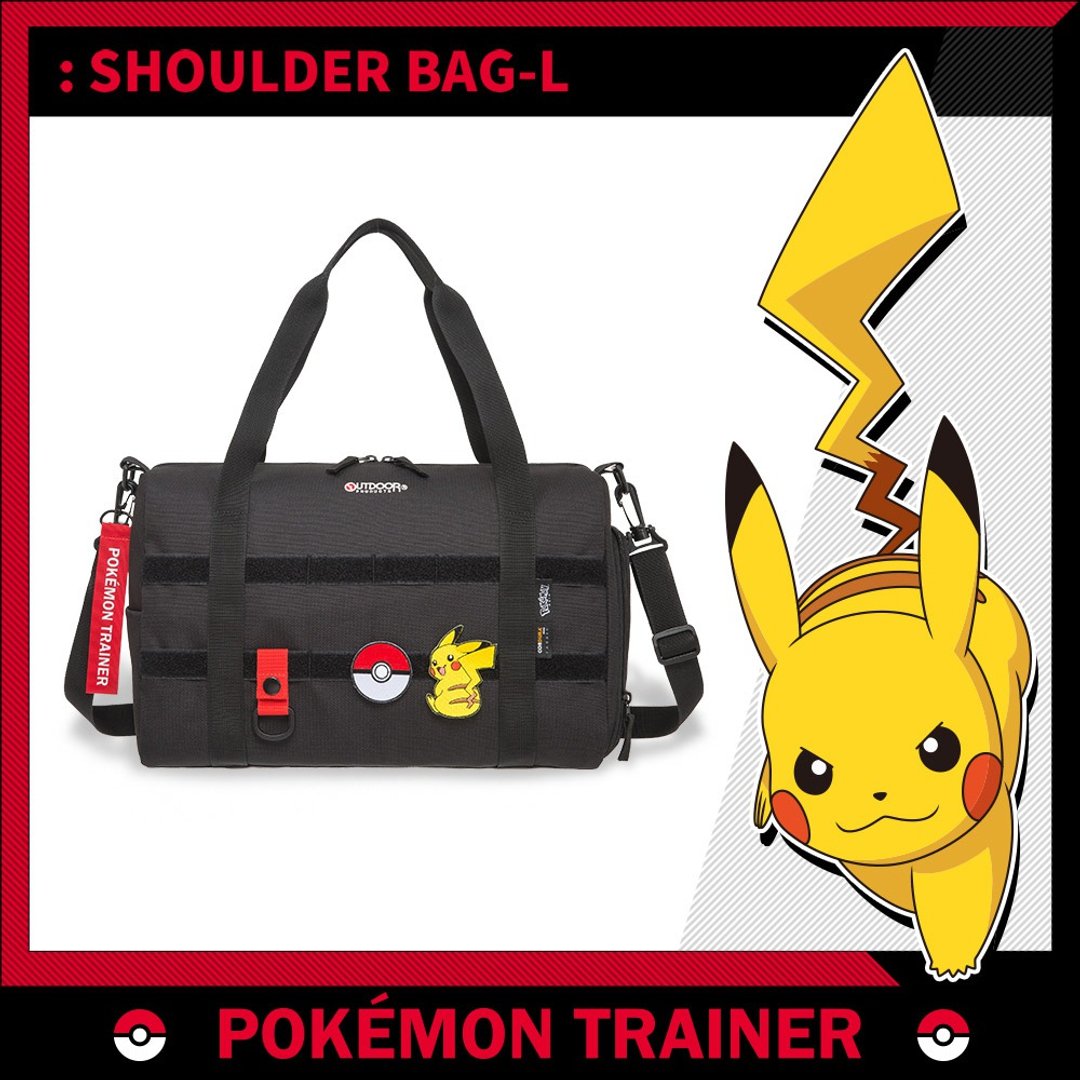 【OUTDOOR】Pokemon联名款训练家系列健身包-黑色 ODGO20C08BK - 侧背包/斜挎包 - 聚酯纤维 
