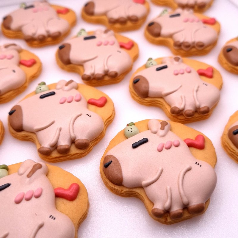 【温蒂泡芙】天然栀子花色粉糖霜饼干-中秋柚子水豚君款/收涎饼干 - 手工饼干 - 其他材质 