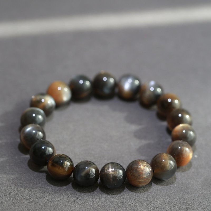 收藏级纯天然斯里兰卡黑金骨干黑太阳乌金石水晶手串 - 手链/手环 - 水晶 黑色