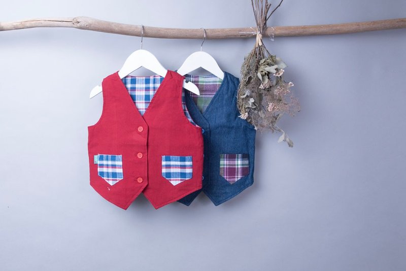 Pa车背心 新生儿 童装 儿童 手作 - 童装上衣 - 棉．麻 蓝色