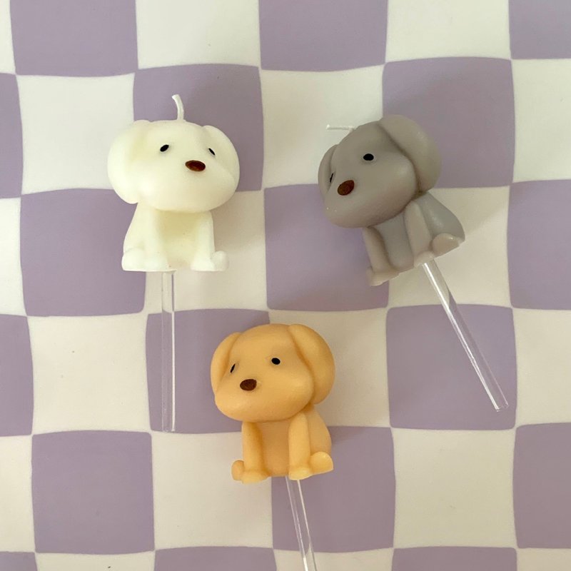 小狗蛋糕蜡烛 2支 - 蜡烛/烛台 - 蜡 多色