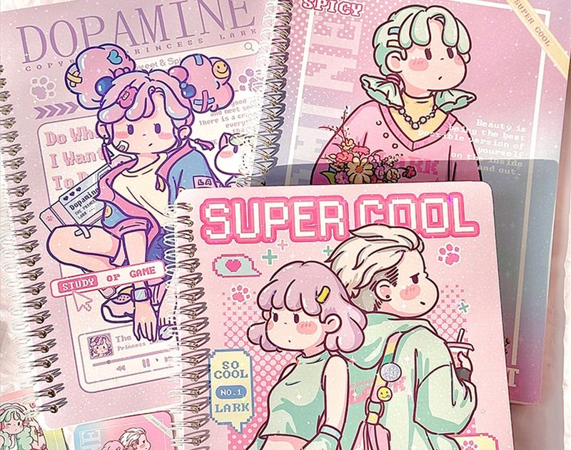 【多巴胺】双线圈收纳/收纳离型纸本/B5双面甜酷可爱胶带 - 纸胶带 - 纸 多色