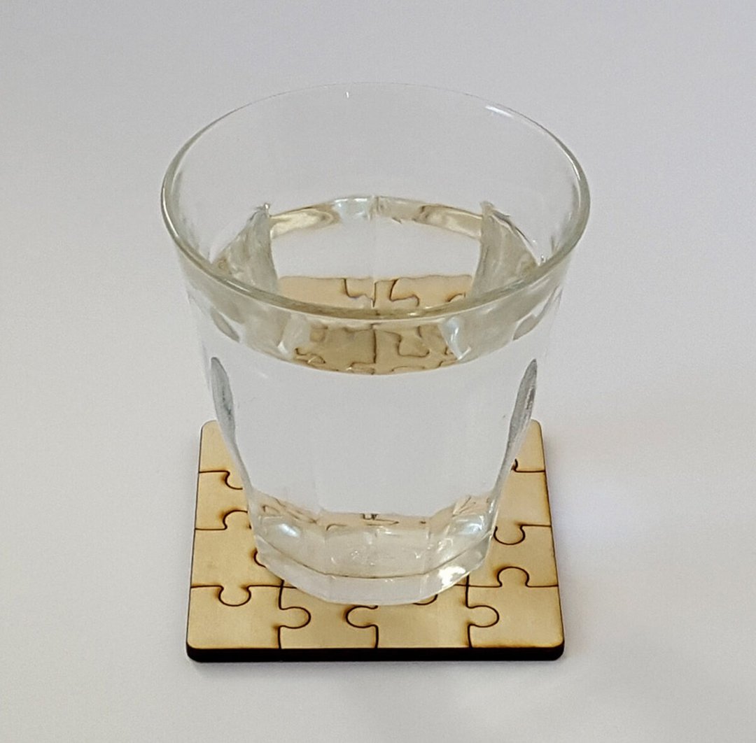 Set of 2 puzzle wooden coasters natural - 杯垫 - 木头 卡其色