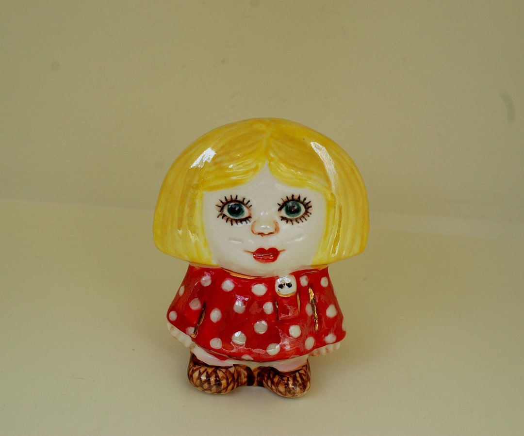 Ceramic art doll Cute gnome Small porcelain figurine - 玩偶/公仔 - 瓷 多色