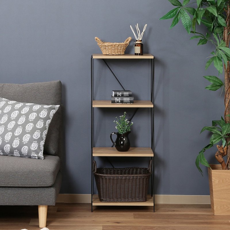 日本FUJI BOEKI 极简工业风四层置物收纳架(宽40cm)-DIY-浅棕 - 置物架/篮子 - 其他金属 咖啡色