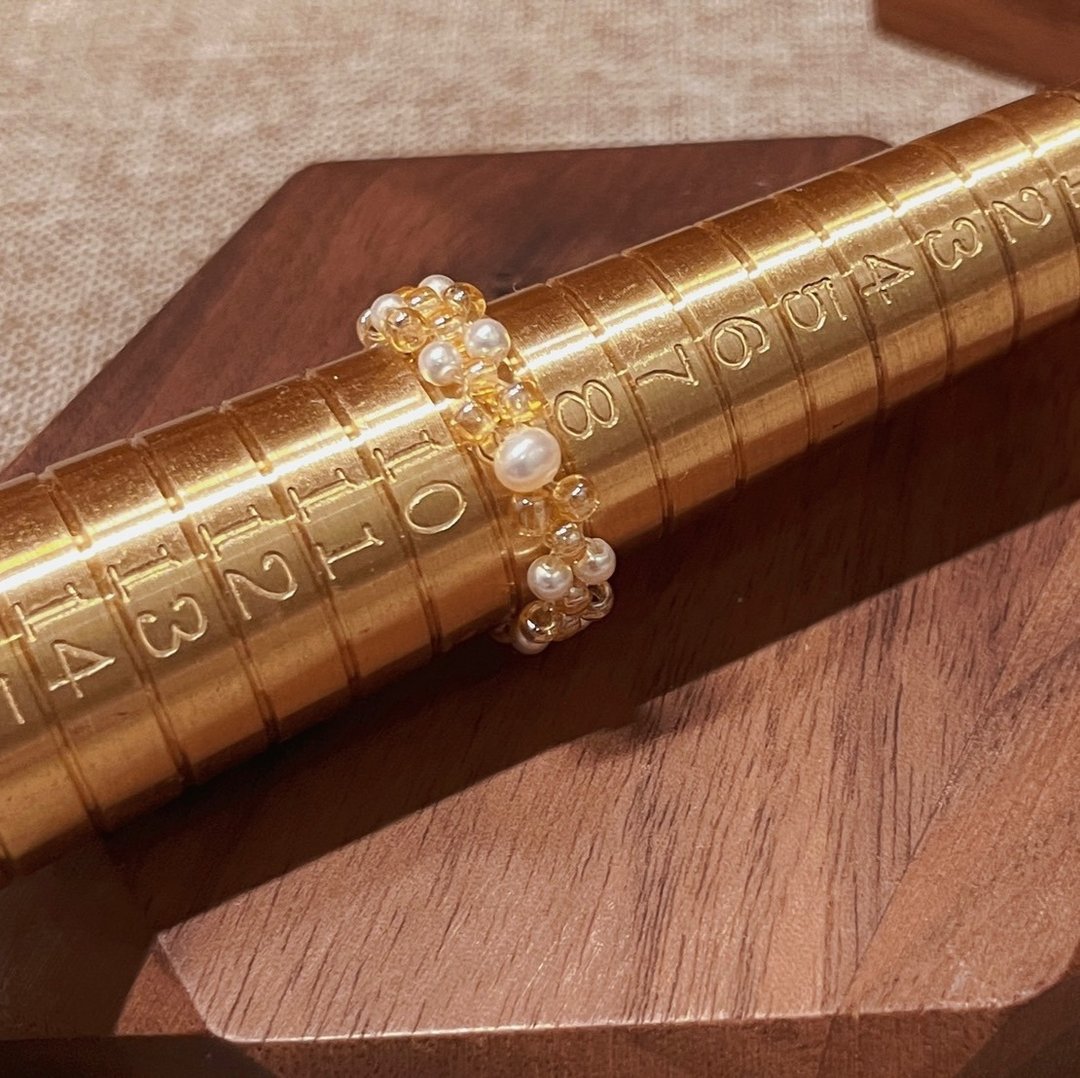 金丝珍珠戒指 | 珠光戒指 | 订制款 - 戒指 - 珍珠 金色