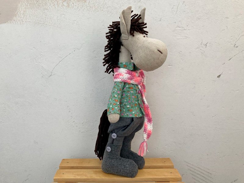 手工马儿玩偶，送给爱马人士的礼物 - 玩具/玩偶 - 亚麻 绿色