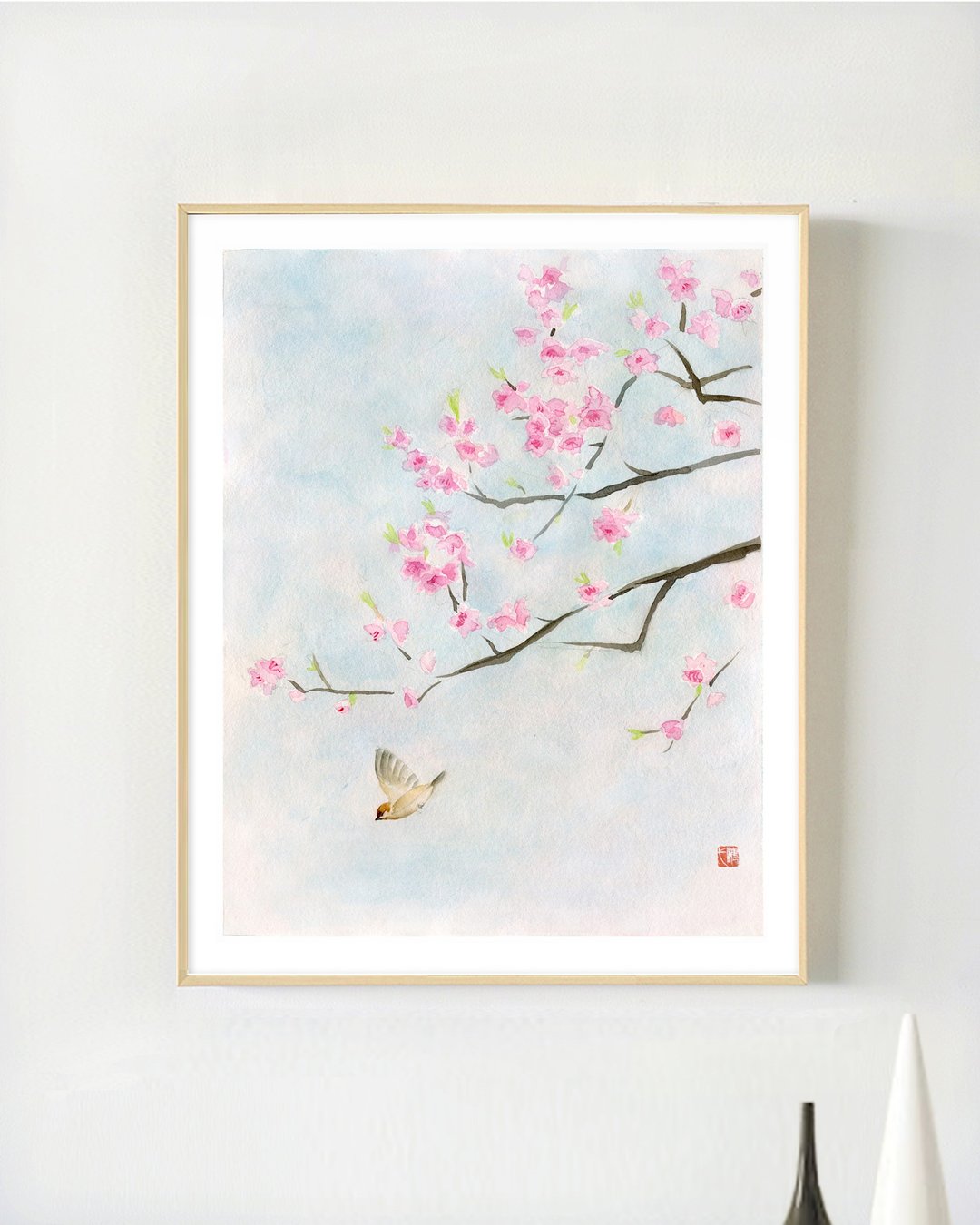 居家布置/樱花手绘风景复制画/春天/装饰画-花鸟水彩画/民宿 - 海报/装饰画/版画 - 纸 