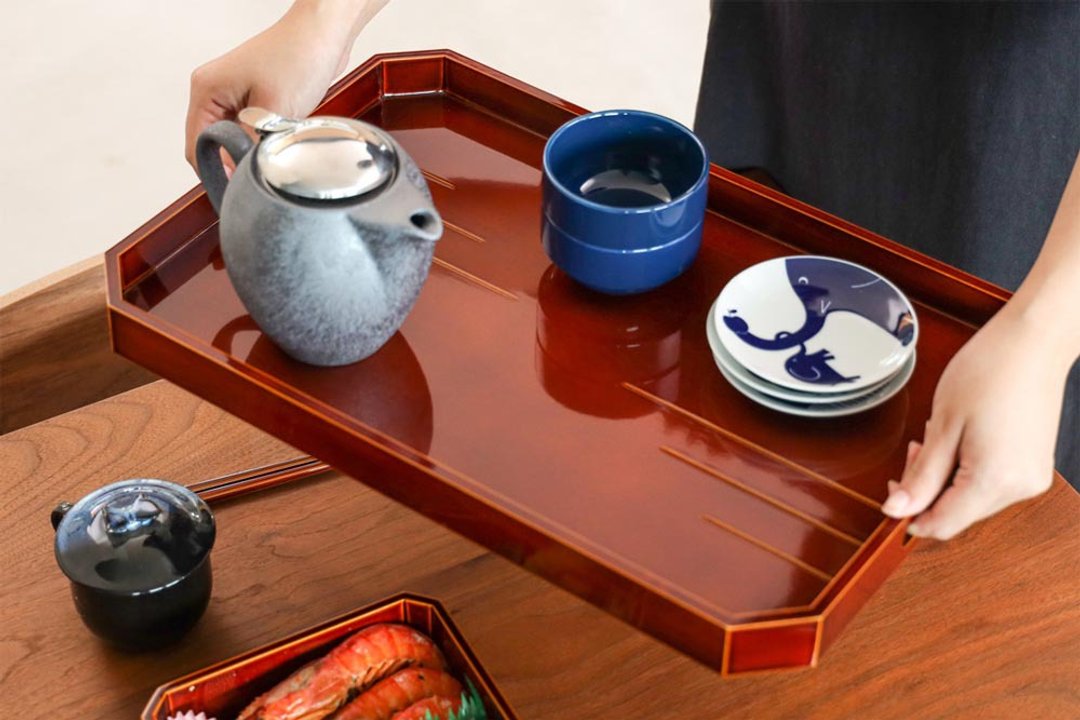 飞驒春庆 元田漆器 长手托盘 - 托盘/砧板 - 木头 咖啡色
