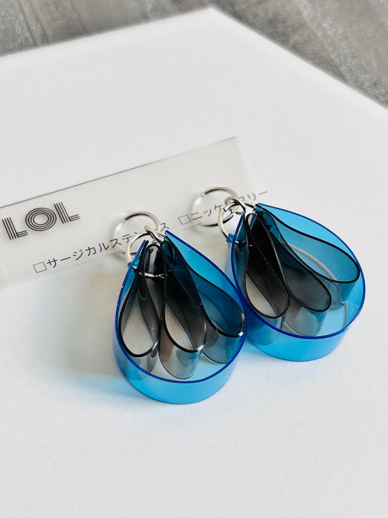2way 零件 PVC 设计 A008 - 耳环/耳夹 - 其他材质 蓝色
