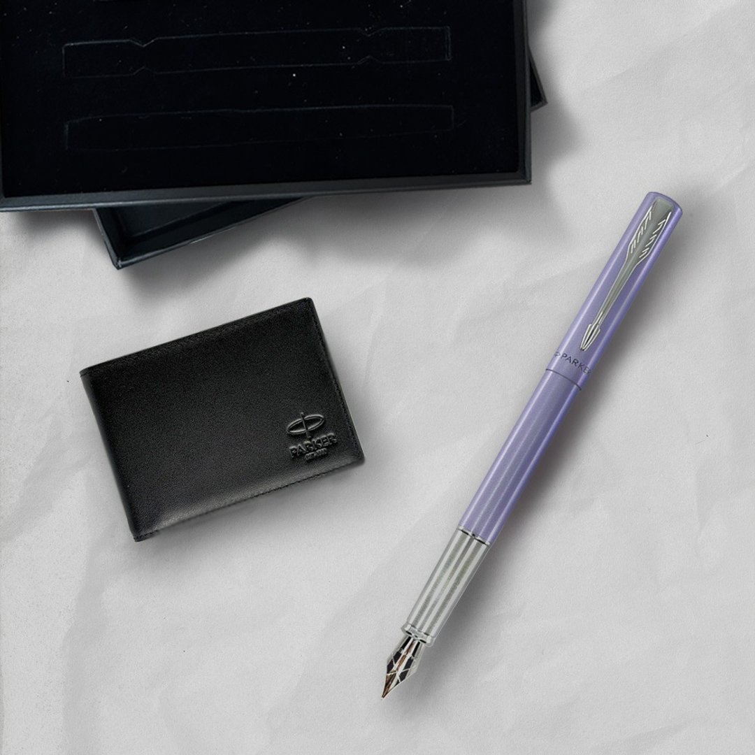 Parker 派克 威雅XL 银河紫白夹钢笔 牛皮短夹礼盒 免费刻字 - 钢笔 - 其他金属 紫色