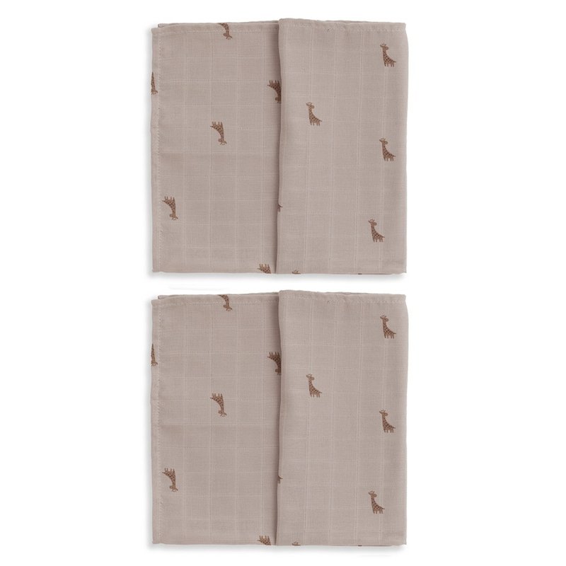 Gloop 有机棉纱布巾两件组 / 贝比长颈鹿 - 围嘴/口水巾 - 棉．麻 多色