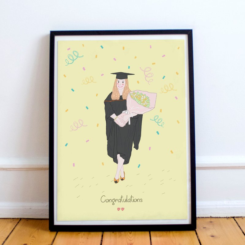 Custom Illustrated for Special Day like Graduation /Anniversary/Birthday etc. - 订制画像 - 纸 粉红色