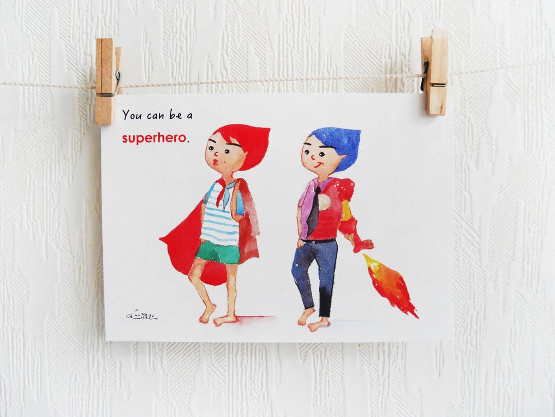you can be a superhero 明信片postcard - 卡片/明信片 - 纸 多色