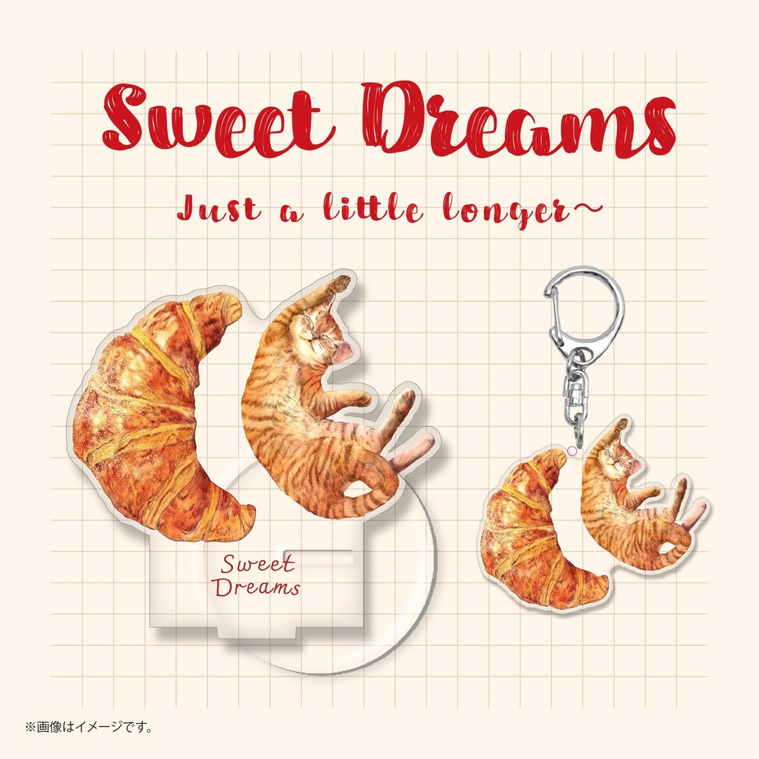 SWEET DREAMS_猫与可颂 / 原创 钥匙圈 或 压克力立牌 - 钥匙链/钥匙包 - 塑料 白色