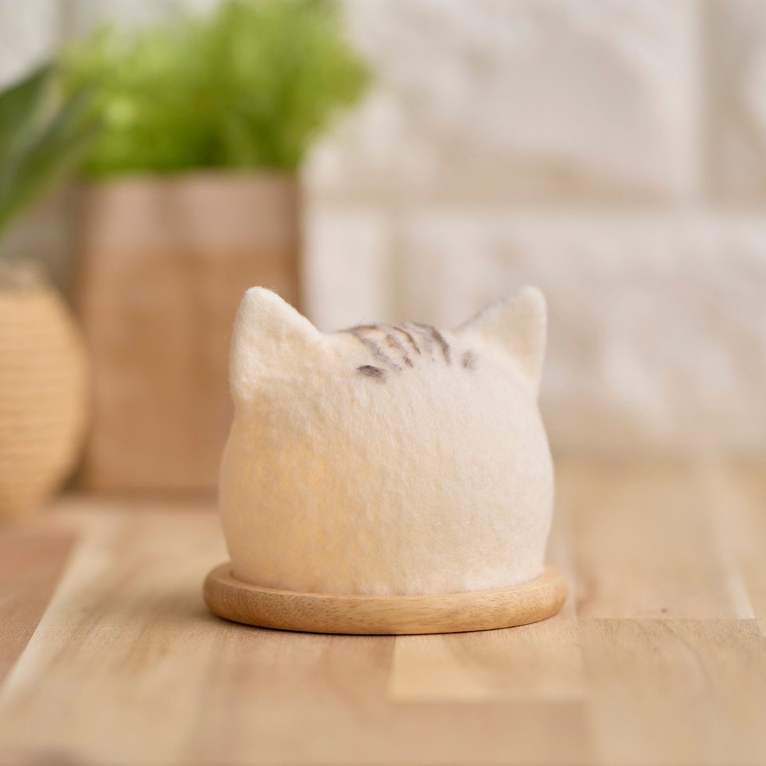 【订制商品】羊毛小猫灯笼・虎斑猫 - 灯具/灯饰 - 羊毛 白色
