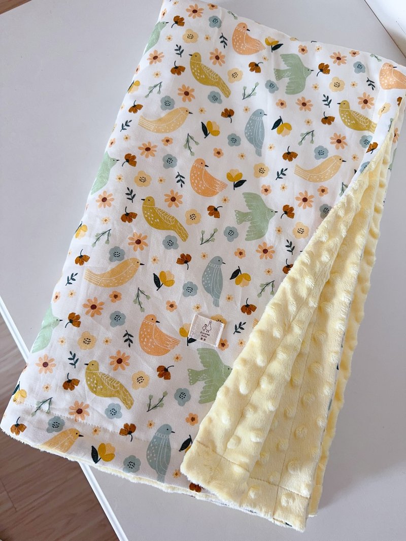 鸟语花香 免费绣字婴儿乐豆毯 新生儿被 满月礼 周岁收涎 托婴被 - 满月礼盒 - 棉．麻 