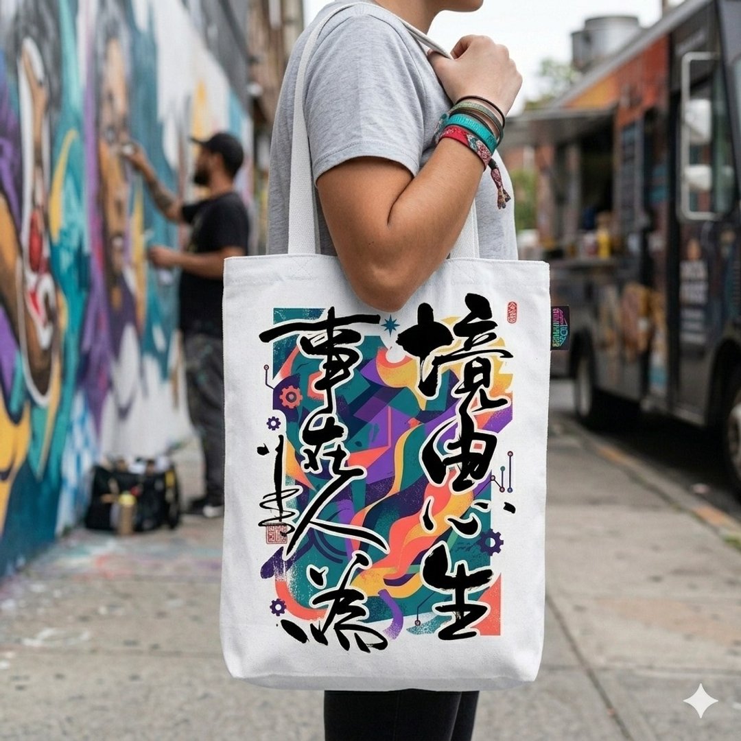【预订】【Tote Bag - 题字系列】境由心生 事在人为 - 侧背包/斜挎包 - 棉 