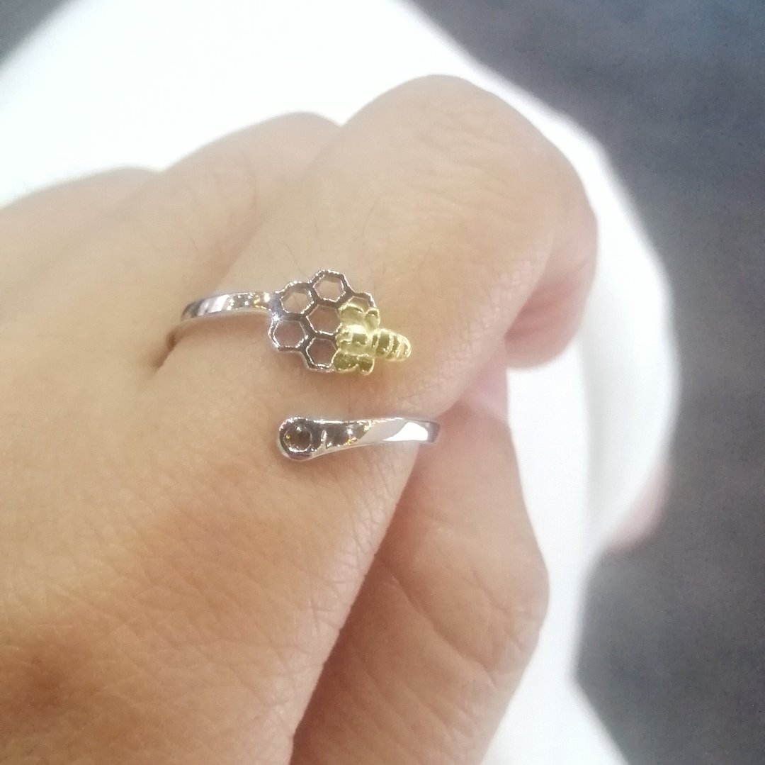 Little Bee ring , Silver 925 , Natural Citrine - 其他 - 纯银 银色