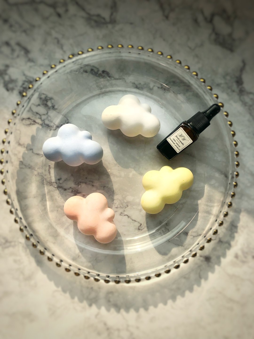 彩虹云朵车上扩香石附上香氛 - 香薰/精油/线香 - 其他材质 粉红色