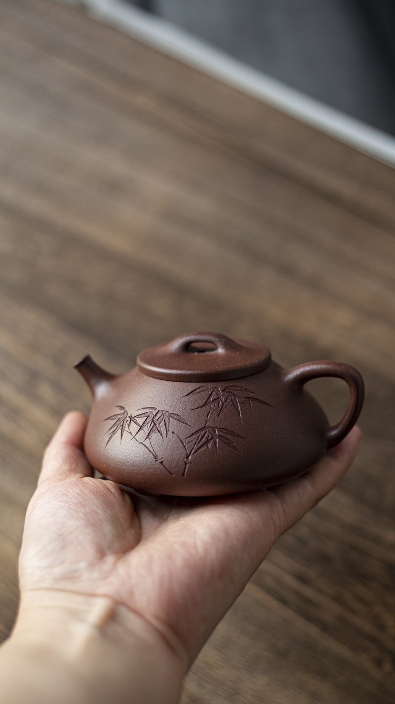 紫砂壶心舟石瓢 经典款 160cc 原矿老紫泥料 纯正润泽 慕古传统 - 茶具/茶杯 - 陶 灰色