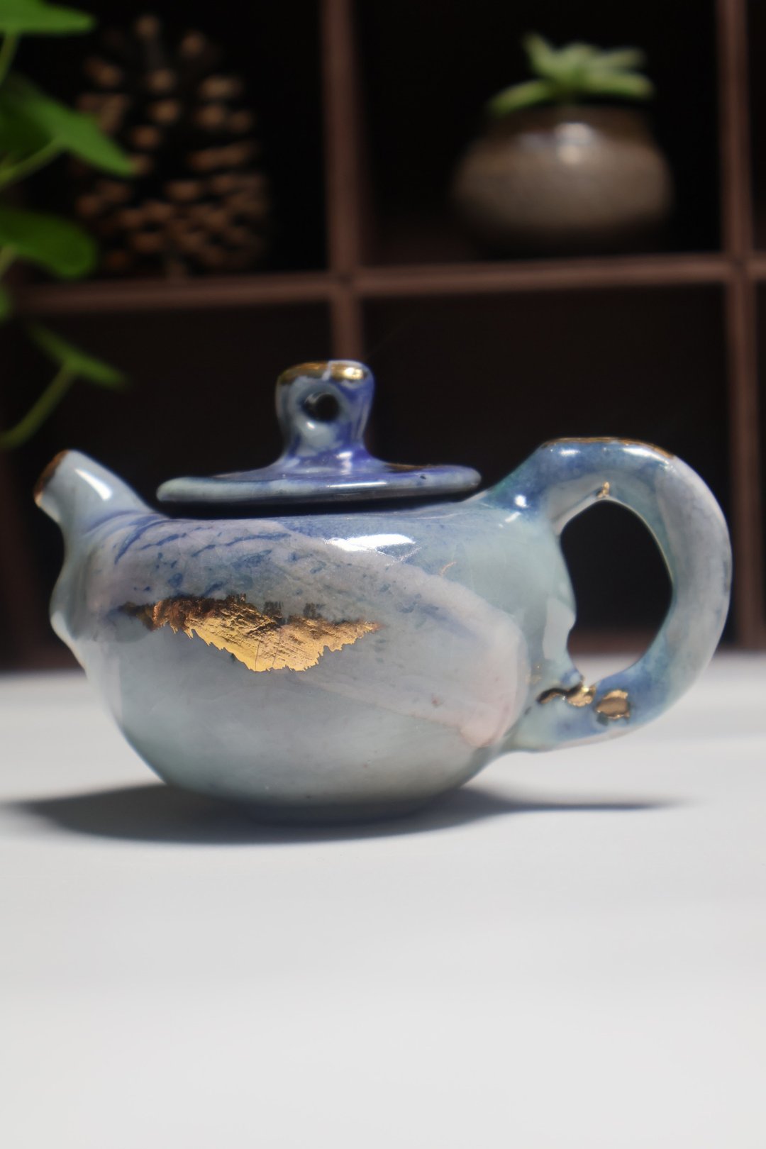 经典蓝志野鎏金壶-软化水质-修饰茶汤-开片釉-余华宇老师手工制作 - 茶具/茶杯 - 陶 