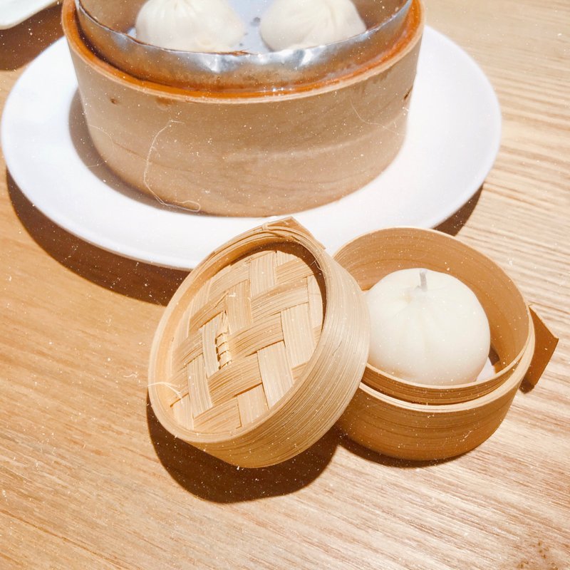 台湾小笼包蜡烛 美国环保香氛大豆蜡 手工蜡烛 纯棉 疗愈香氛 - 蜡烛/烛台 - 环保材料 白色