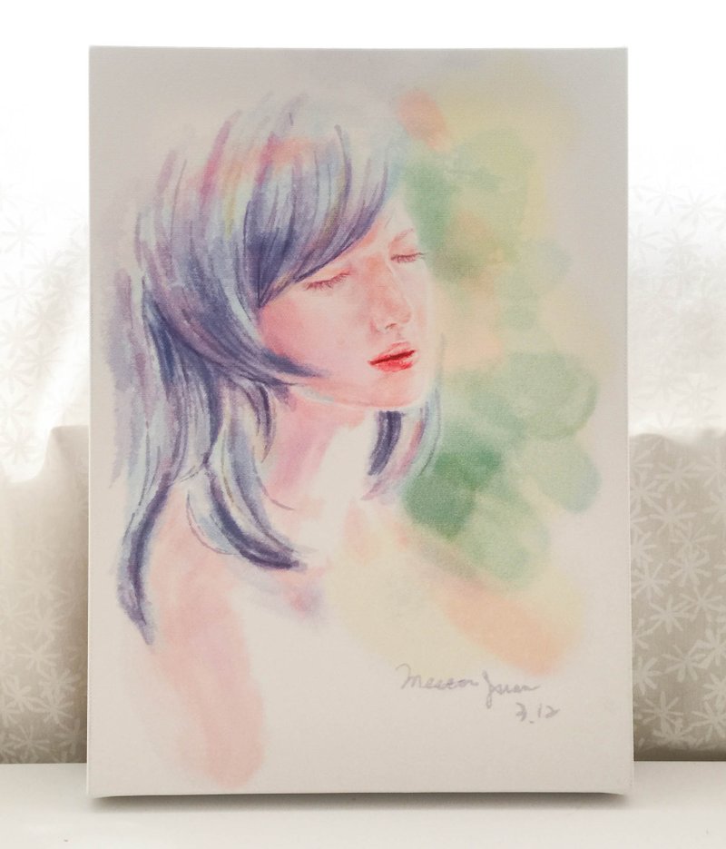 定制淡彩人物画像 / 含油画布框 / Meteor Studio手感设计 - 喜帖 - 棉．麻 