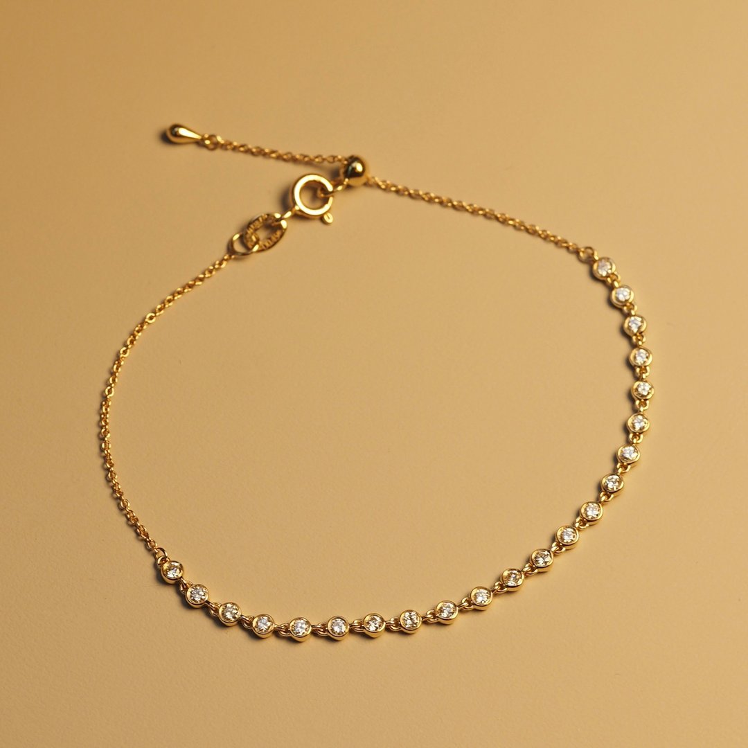 18K 金钻石泡泡手链 18K Gold Diamond Bubble Band Bracelet - 手链/手环 - 贵金属 