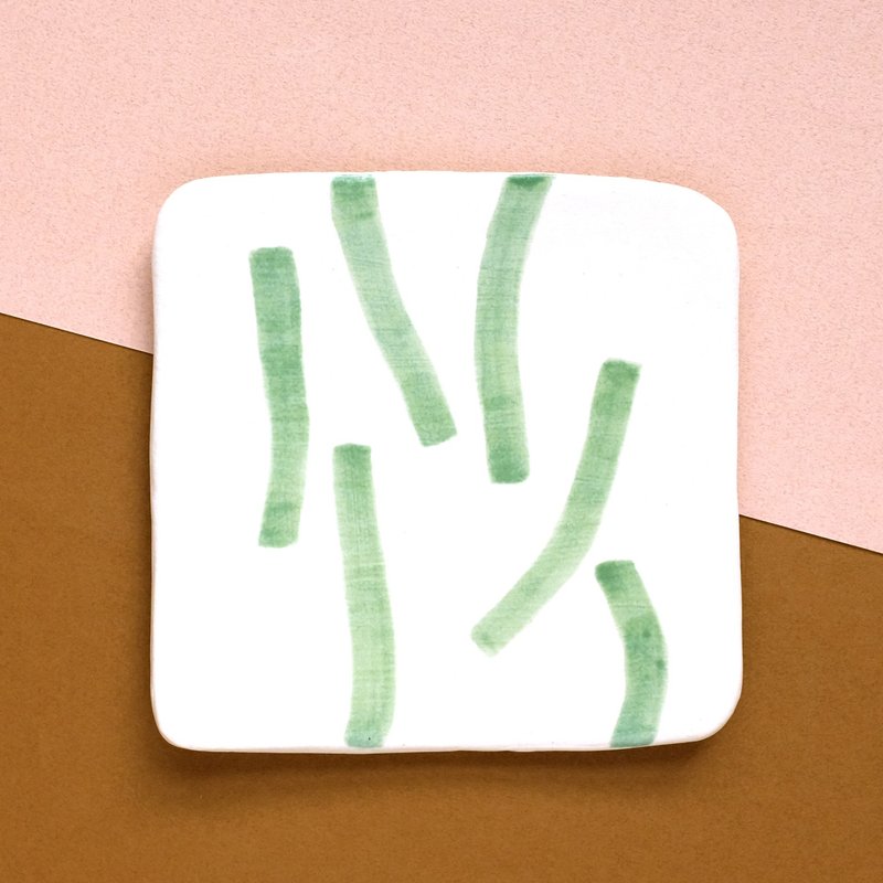 海藻方盘 - 浅碟/小碟子 - 陶 绿色