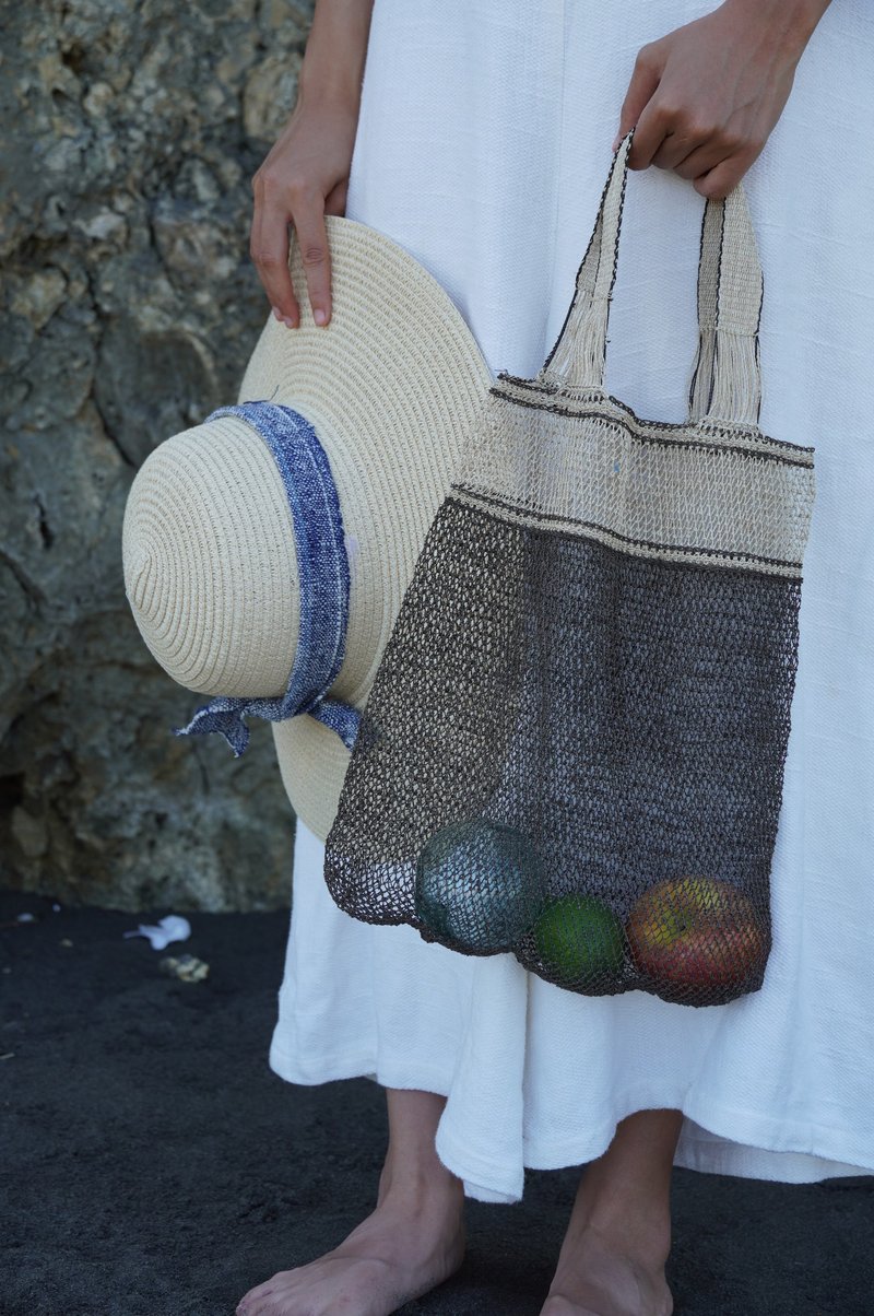 【墨岱】 葛藤编织。植物染镂空造型咖啡色手提袋 - 手提包/手提袋 - 其他材质 咖啡色