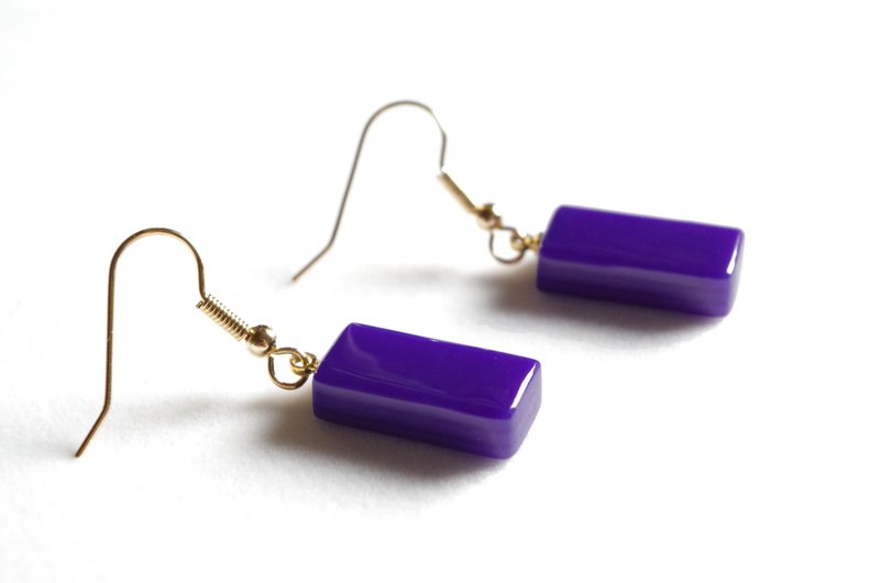 ガラスプレートのピアス〈ウルトラマリン〉 - 耳环/耳夹 - 玻璃 蓝色