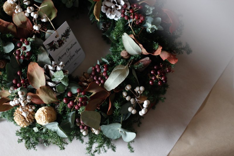 经典圣诞花圈(30cm) - 摆饰 - 植物．花 绿色